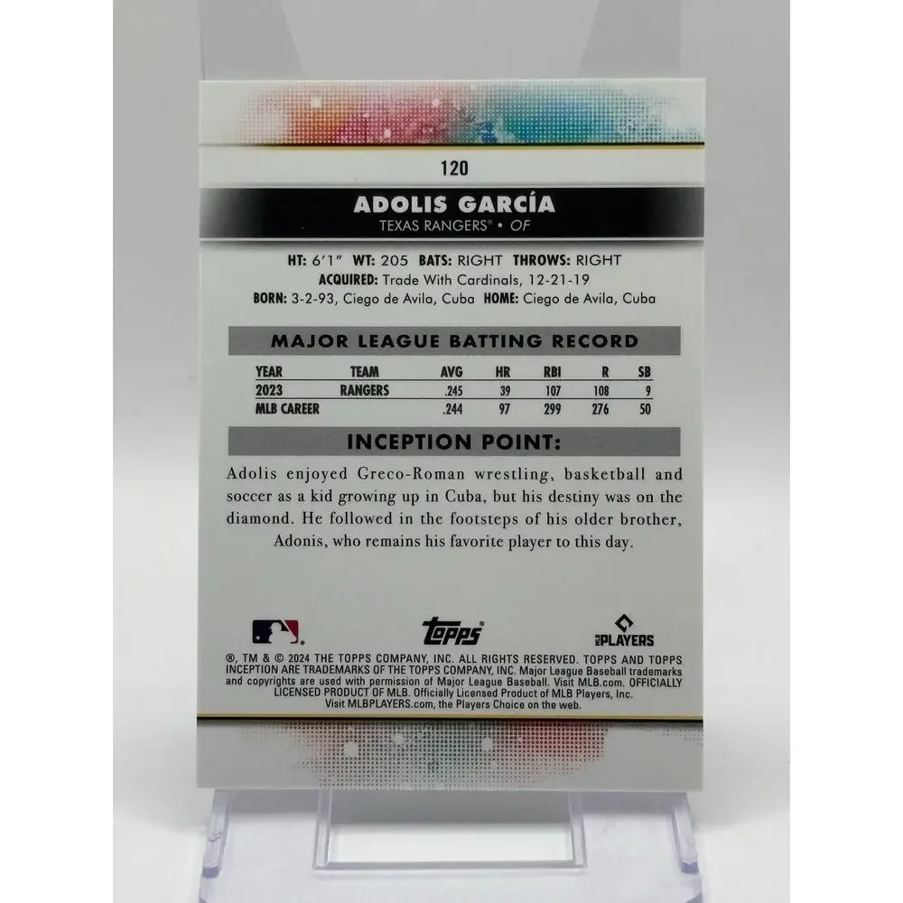 2024 Topps Inception Baseball Adolis Garcia X Alpha Short Print SP Texas Rangers - Picture 2 of 2